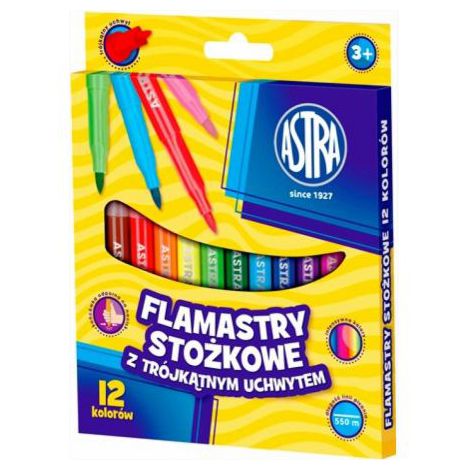Pisaki Astra Jumbo stożkowe, 12 kolorów